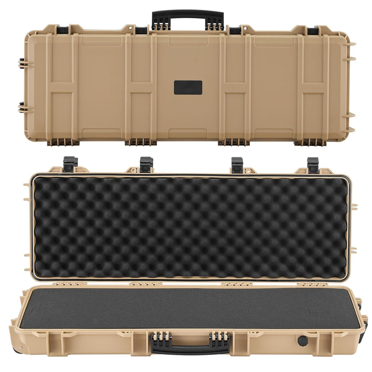 Hard Rifle Case, Lockable Rifle Case with Pre-cut Foams, 40 in Gun Storage with Wheels, IP67 Waterproof & Dustproof Movable Large Pistol Storage for Rifles, Shotguns, Airsoft Guns, Khaki