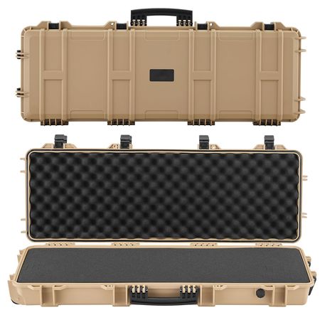 Hard Rifle Case, Lockable Rifle Case with Pre-cut Foams, 40 in Gun Storage with Wheels, IP67 Waterproof & Dustproof Movable Large Pistol Storage for Rifles, Shotguns, Airsoft Guns, Khaki