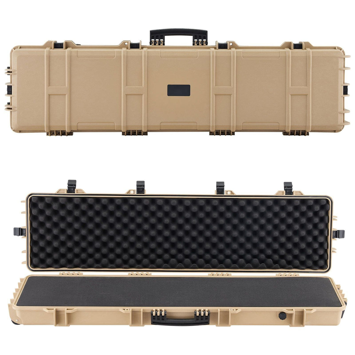 Hard Rifle Case, Lockable Rifle Case with Pre-cut Foams, 50 in Movable Gun Storage with Wheels, IP67 Waterproof & Dustproof Pistol Storage for Rifle, Shotgun, Airsoft Gun, Khaki