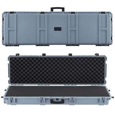 Hard Rifle Case, Lockable Rifle Case with Pre-cut Foams, 52 in Gun Storage with Wheels, Heavy Duty IP67 Waterproof & Dustproof Pistol Storage Cases for Rifles, Shotguns, Airsoft Guns, Grey