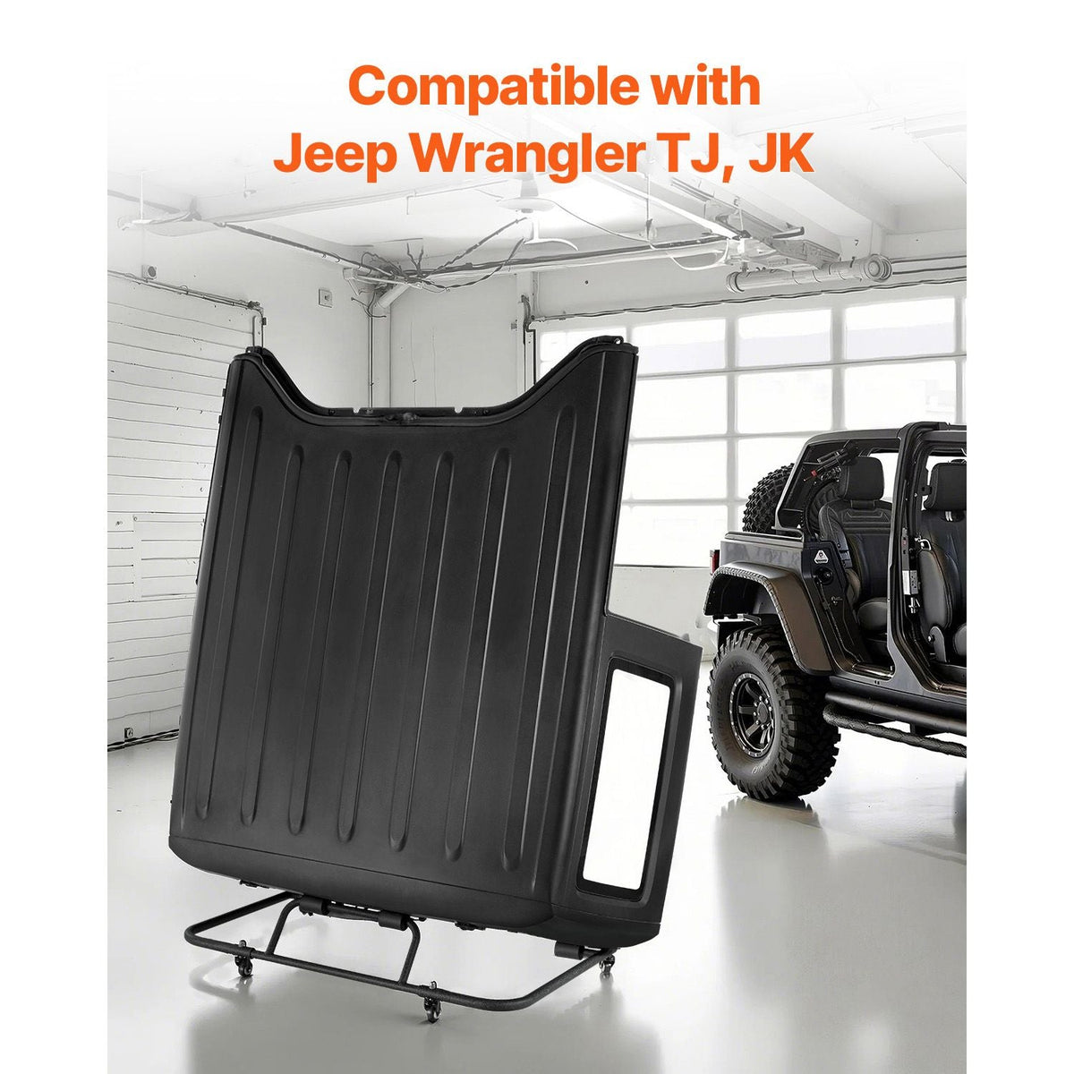 Hardtop Storage Cart, Moveable Sturdy Hard Top Cart, with 3-Adjustable Holes & Thickened Soft Padding, Hardtop Storage Rack with Powder Coating, Fit for Jeep Wrangler TJ, JK