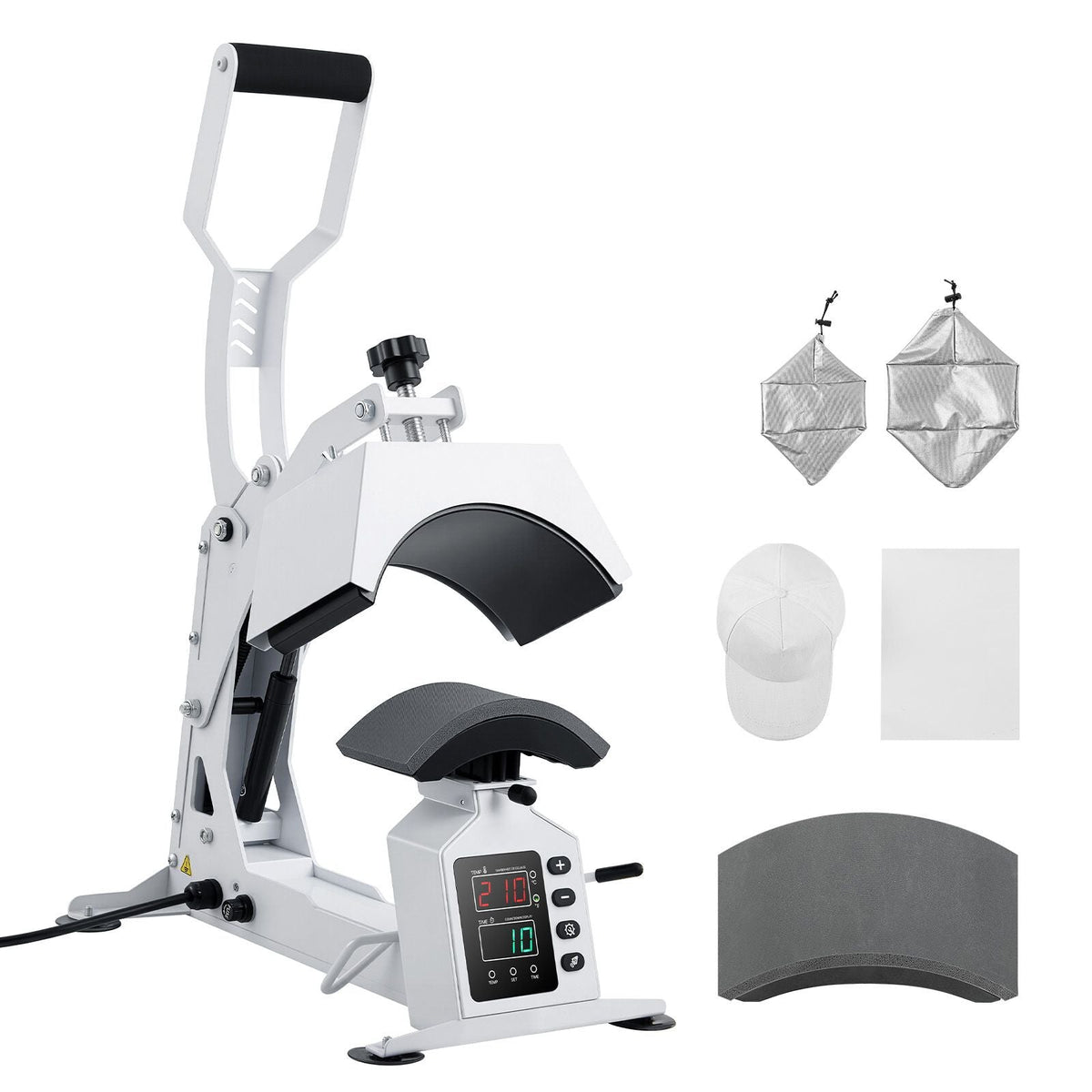 Hat Heat Press Machine, with 2 Interchangeable Platens and Caps Stretcher, Precise Temperature & Time Control, Heat Press for Hats and Caps, for HTV Iron On and Sublimation Projects, White