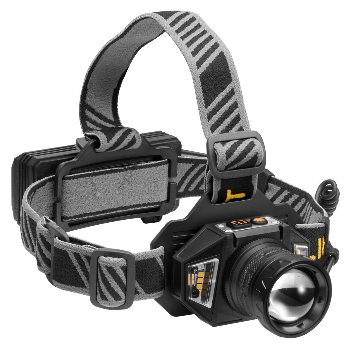 Headlamp, Bright LED Rechargeable Headlight, Lightweight Head Flashlight with 16 Lighting Modes, Adjustable Headband & 90° Angle, Zoomable Head Lamp for Camping, Running, Hiking, Fishing