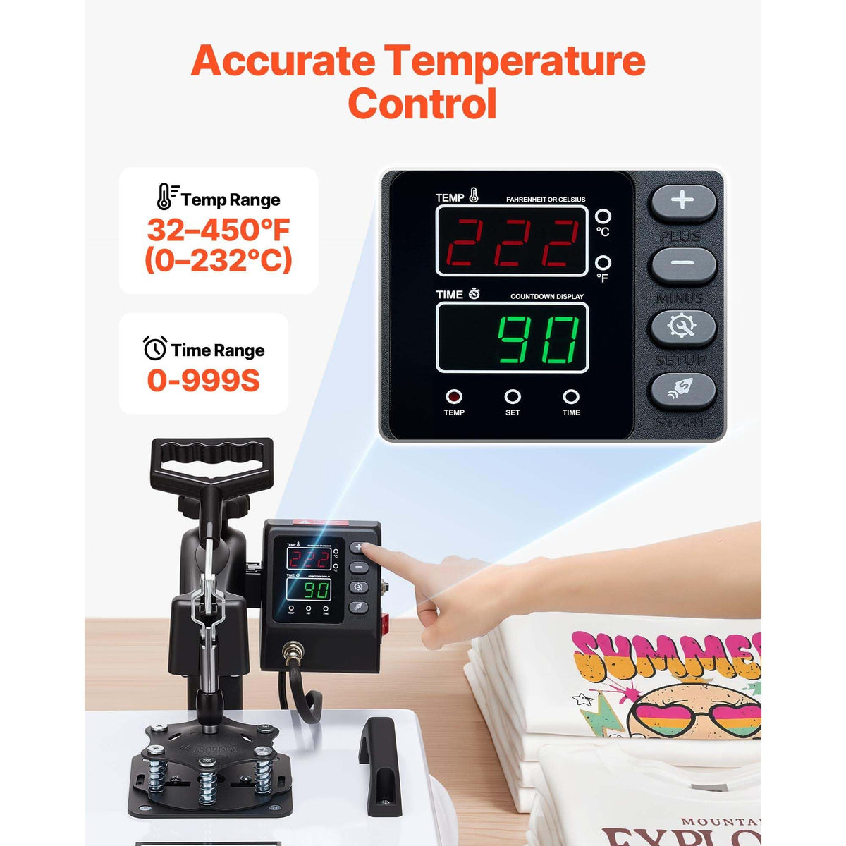 Heat Press Machine, 15 x 15 in, 2-in-1 Multifunction, 360° Swing Away, 1200W Double Tube Fast and Even Heating, Digital Precise Control, Sublimation Press Machine for T-Shirts, Hats, Caps