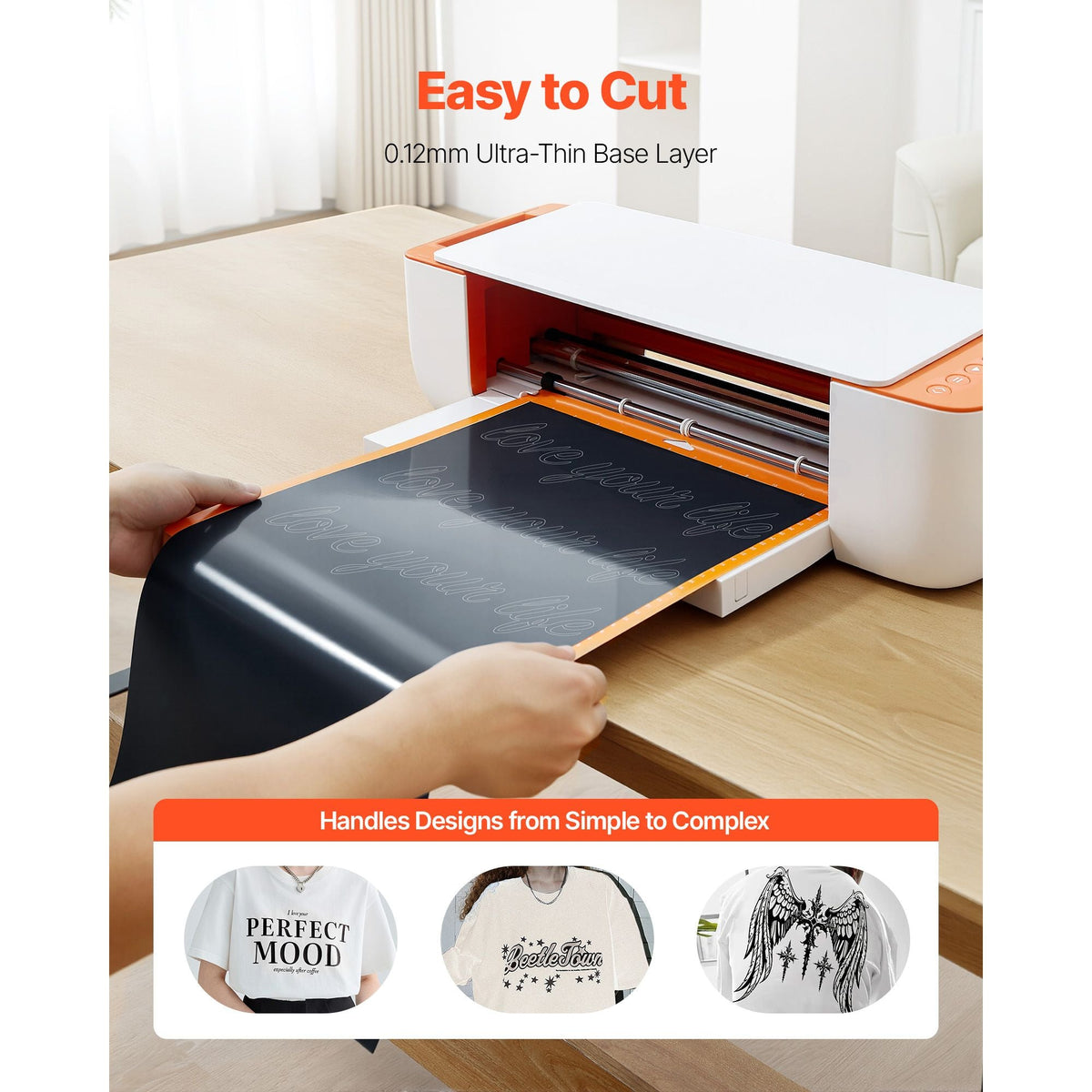 Heat Transfer Vinyl, 12 in x 70 ft, Glossy Black HTV Iron on Vinyl Roll, Easy to Cut and Weed, Strong Adhesion, Compatible with Cutting Machines, for Various Materials, T-shirts, Pillows, Hats