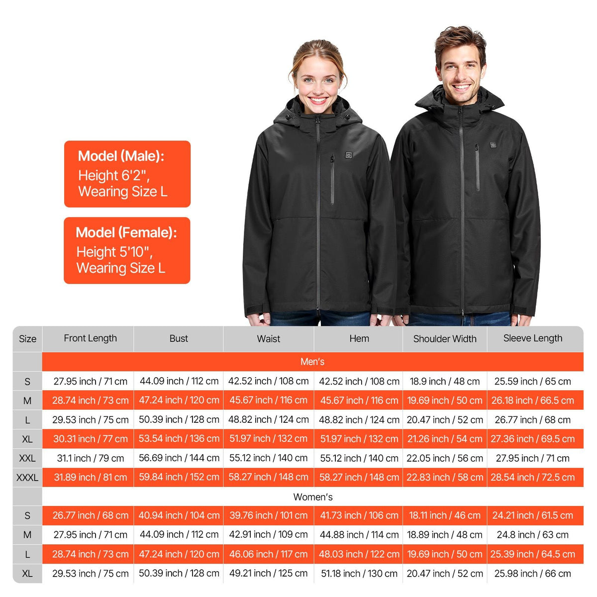 Heated Jacket for Women with 7.4V Battery, Soft Shell Electric Heating Coat, Windproof Waterproof Lightweight Outerwear with 5 Heating Zones & 3 Heat Settings, Machine Washable, L Size