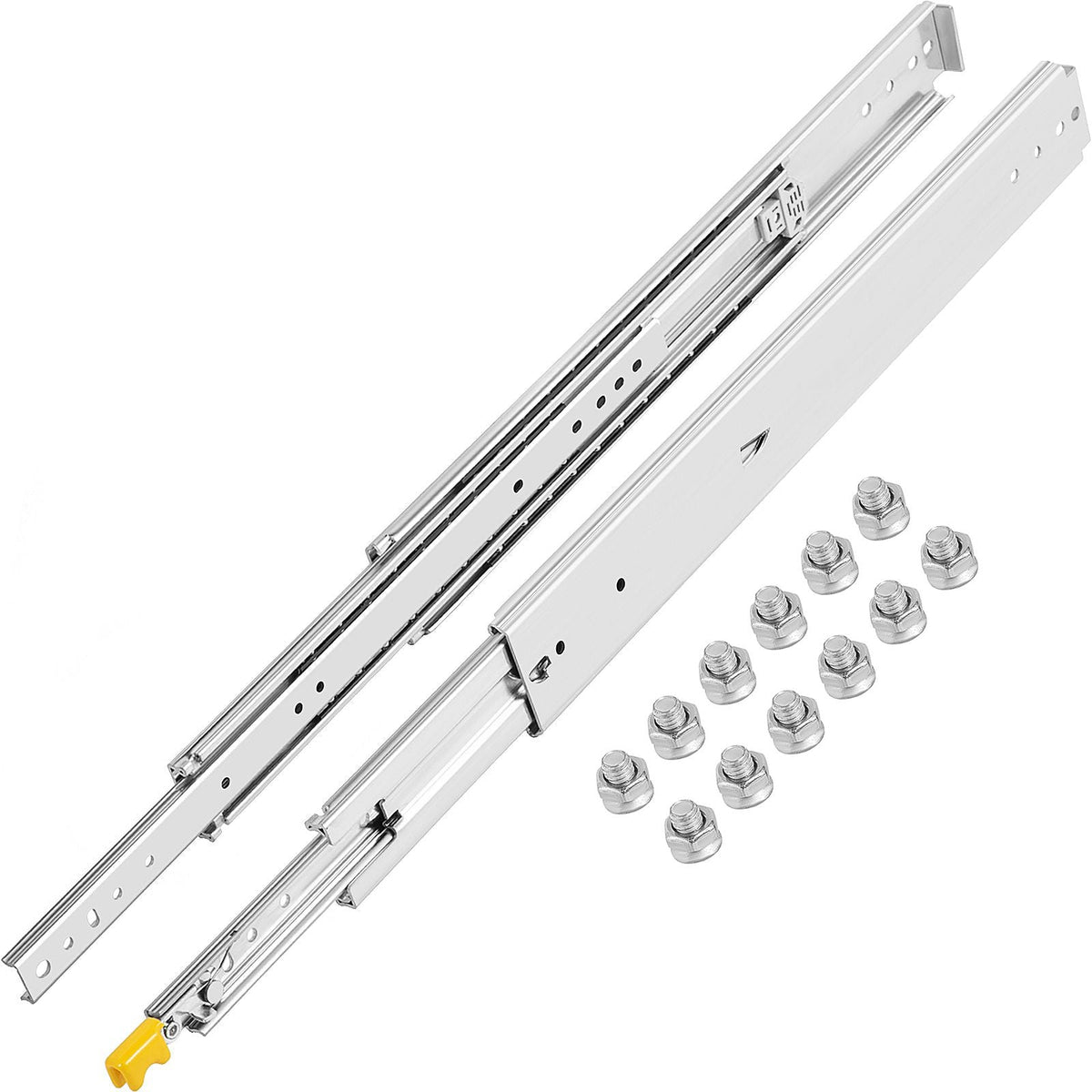 Heavy Duty Drawer Slides 22" Length, Locking Drawer Slides 500lbs Load Capacity Full Extension Drawer Slide 1 Pair Side Mount Ball Bearing Drawer Glides Cabinet Industrial Shelf