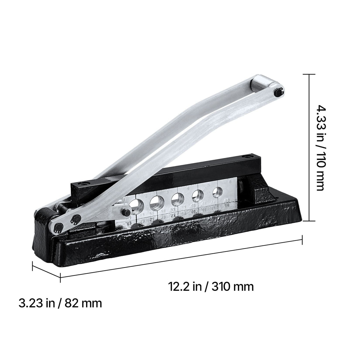 Heavy Duty Ferrule Hose Crimper, Standard Bench Hose Crimping Tool with 100pcs Ferrules (0.593" & 0.625" ID), 0.44"-0.63" Crimping Range for PVC, Rubber & Air Hoses, Torch Hoses Repair Kit