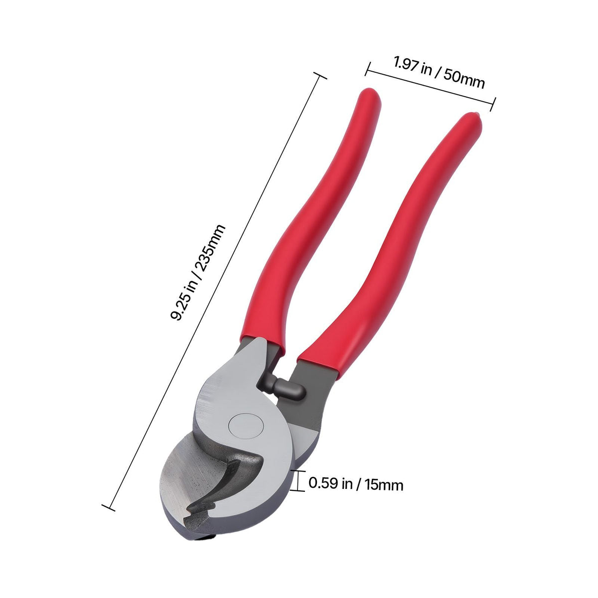High Leverage Cable Cutter, 9-1/4 in Compact, Forged Blades and PVC-Coated Handles, Heavy Duty Cable Cutting Pliers Tool for 4/0 AWG Aluminum, 2/0 AWG Soft Copper and 100-Pair 24AWG Comm Cables