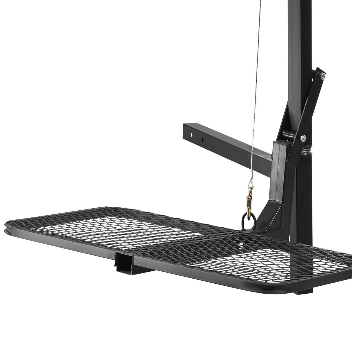 Hitch Deer Hoist with Lifting System Platform, 300 lbs Load Capacity, Game Hoist Winch Lift with 2-inch Receiver, 360-Degree Swivel Shaft & Foldable, Hitch-Mounted Deer Hanger for Moving Game