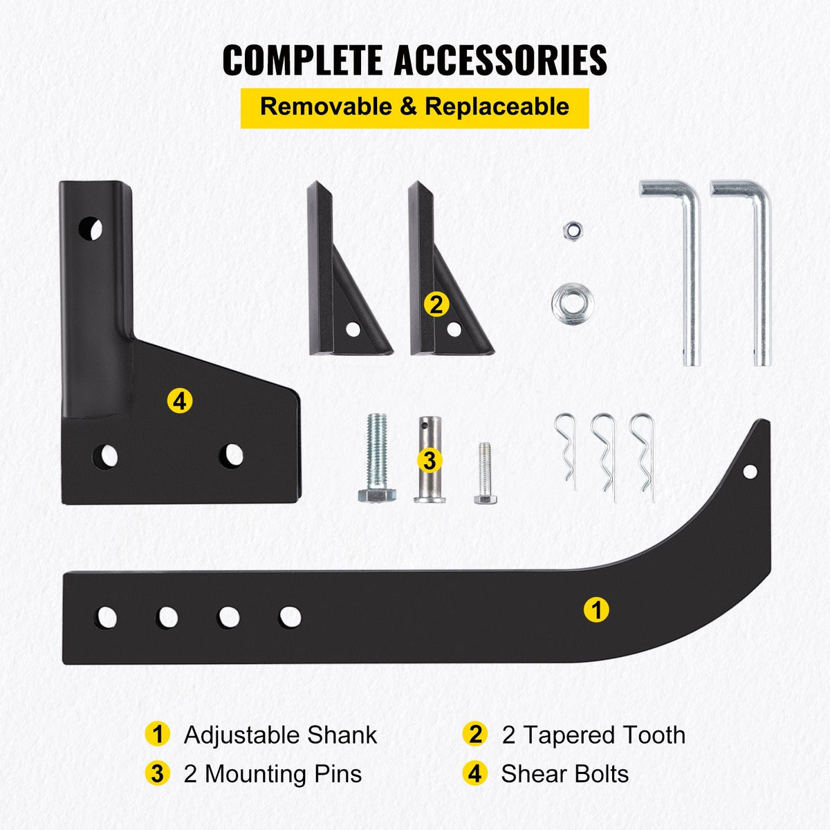 Hitch Mounted Ripper, 18\" Shank Length Box Scraper Shank, 4 Hole Site Box Blade for Tractor, 2 Locating Pins Ripper Shank, 2 Plough Tips Box Blade Shank Teeth