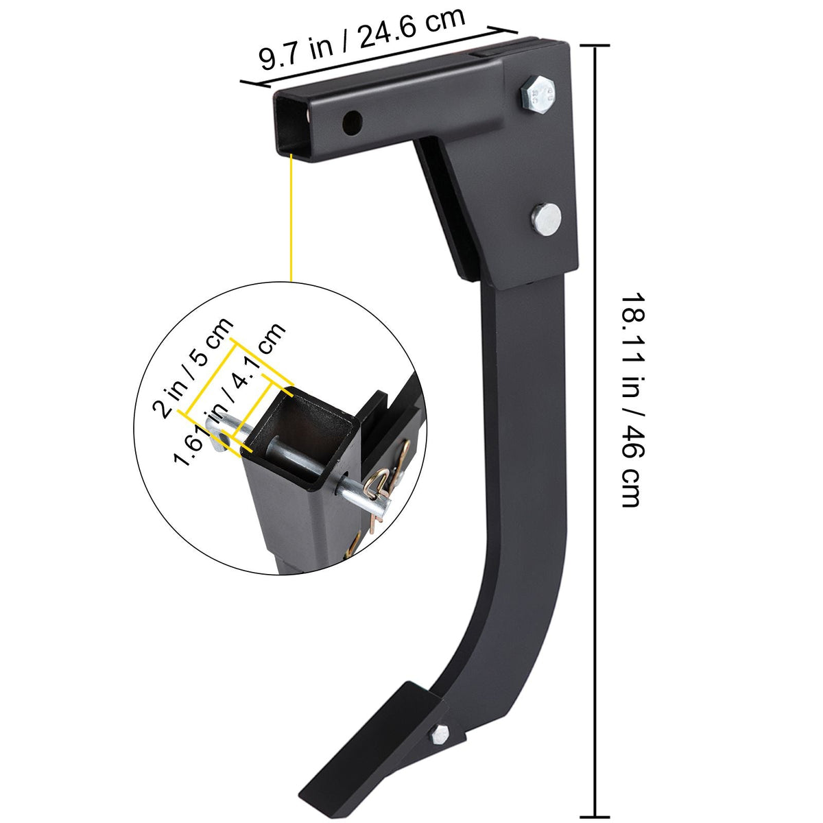 Hitch Mounted Ripper, 18\" Shank Length Box Scraper Shank, 4 Hole Site Box Blade for Tractor, 2 Locating Pins Ripper Shank, 2 Plough Tips Box Blade Shank Teeth