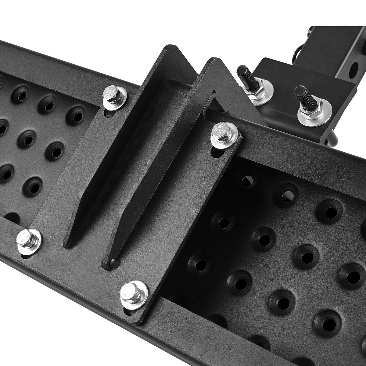 Hitch Step for 2 Inch Receiver, Universal Rear Bumper Guard Protector with 350 LBS Load Capacity, Wide & Non-Slip Tow Hitch Step with Pin Kit and Stabilizer, Fit for Pickup, Trailer, Truck, SUV