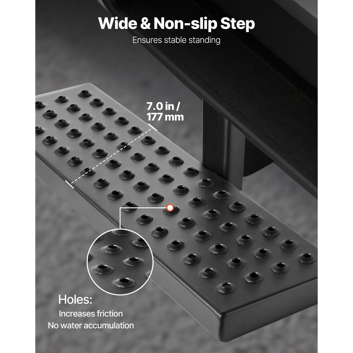 Hitch Step for 2 Inch Receiver, Universal Rear Bumper Guard Protector with 350 LBS Load Capacity, Wide & Non-Slip Tow Hitch Step with Pin Kit and Stabilizer, Fit for Pickup, Trailer, Truck, SUV
