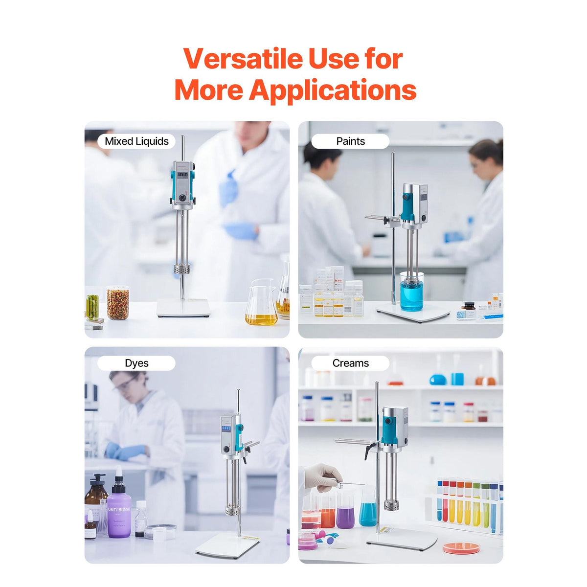 Homogenizer, 500 W Laboratory High Speed Dispersing Homogenizer, 200-11000 RPM High Shear Lab Mixer Emulsification Machine, Digital Display Blender, Stainless Steel, for Cosmetics/Food Industry
