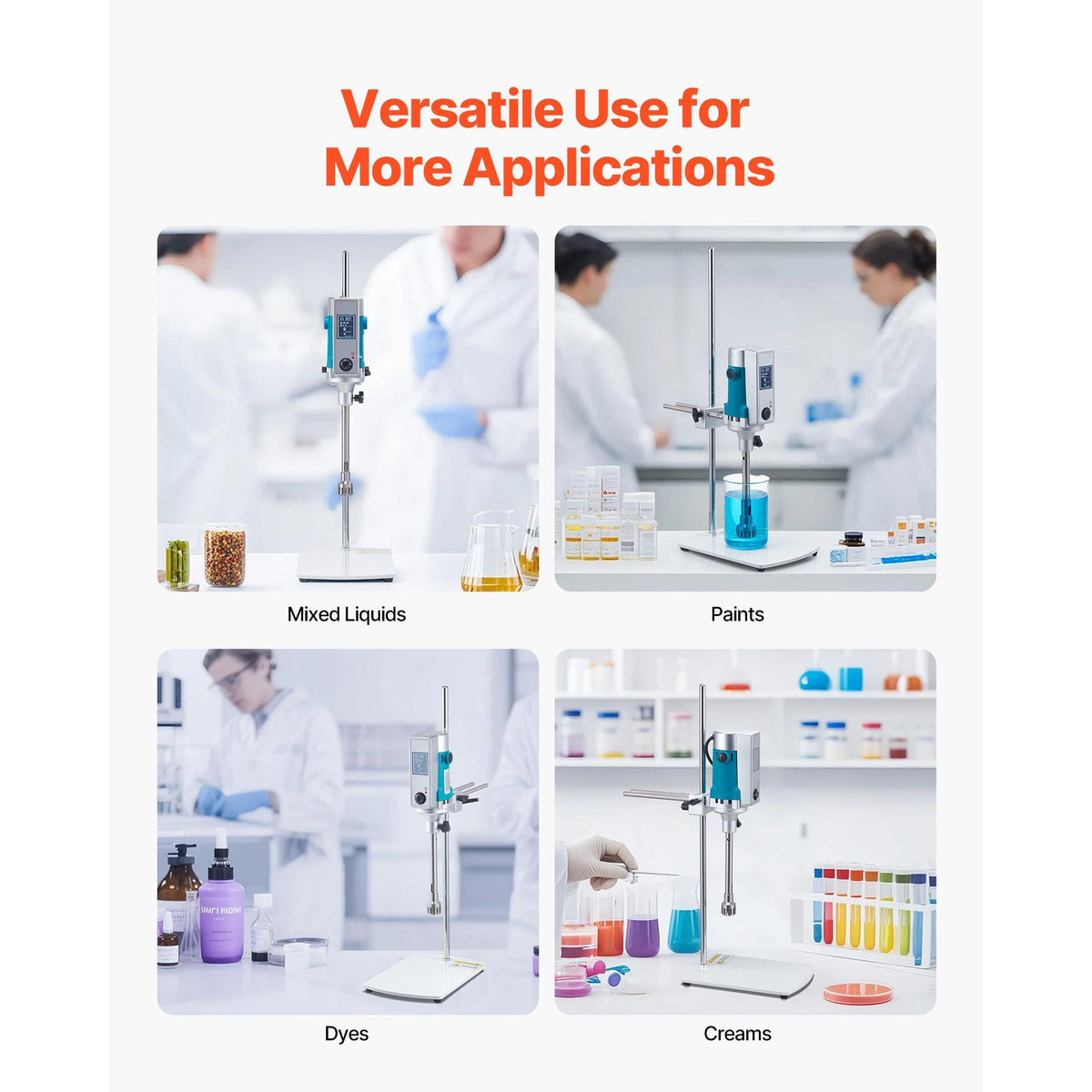 Homogenizer, 900 W Laboratory High Speed Dispersing Homogenizer, 2000-28000RPM High Shear Lab Mixer Emulsification Machine, Digital Display Blender, Stainless Steel, for Cosmetics/Food Industry
