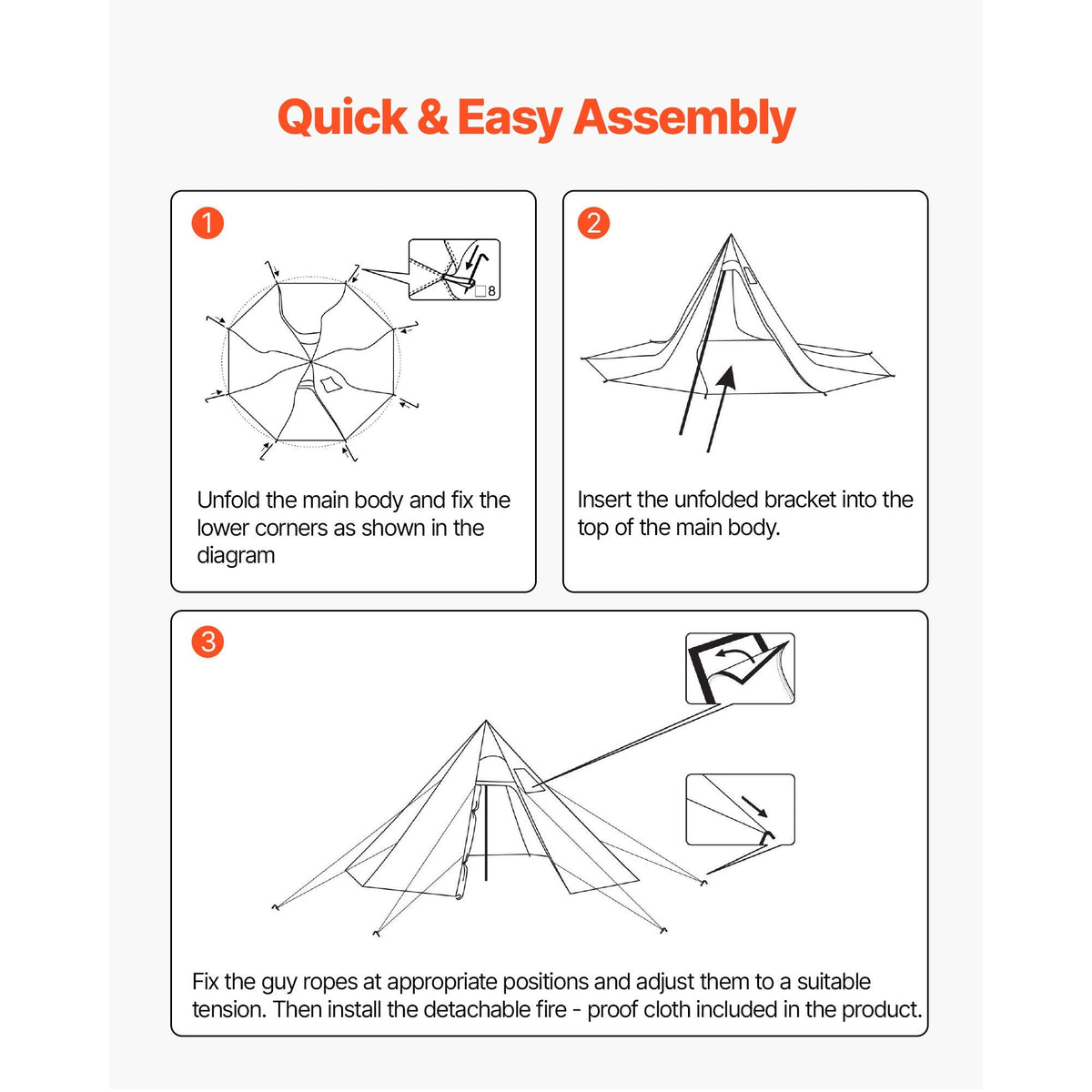 Hot Tent for 4 Persons, Camping Tipi Hot Tents with Stove Jack & Inner Tent, Portable Winter Camping Tents with Snow Skirt, Easy Setup, Waterproof 4 Season Shelter Tents for Fishing Backpacking