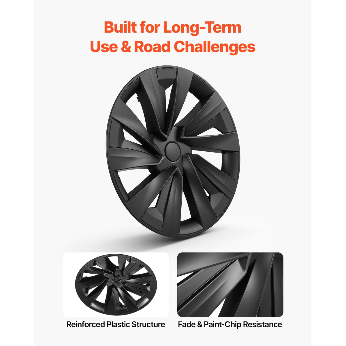 Hubcaps Wheel Covers for 2025 Tesla Model Y, 19 Inch Set of 4 Wheel Rim Cover Hubcaps OEM Style Replacement, R19 Size Snap On Car Hub Caps, Premium Sturdy 10-Spoke ABS Tire Rim Caps, Matte Black