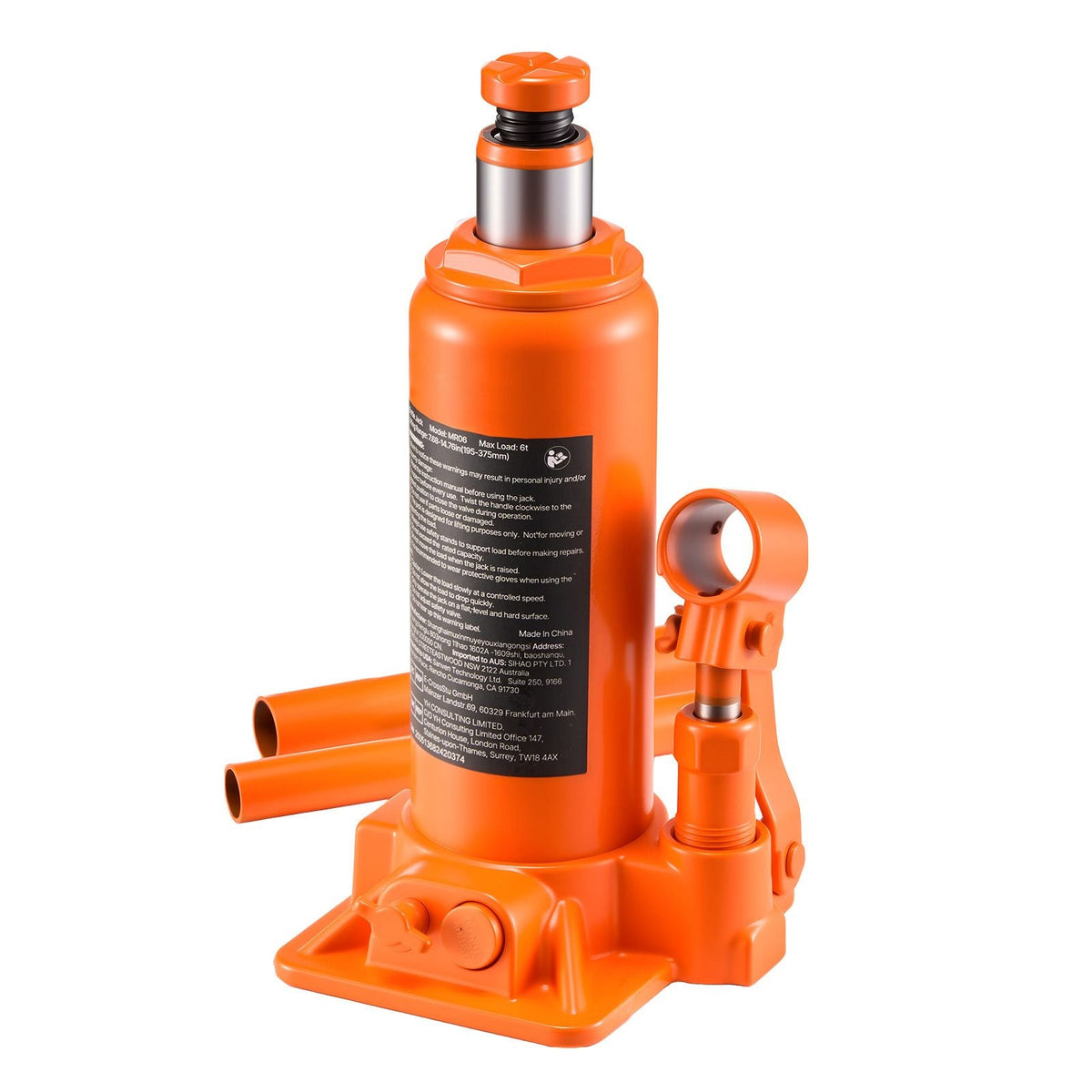 Hydraulic Bottle Jack, 6 Ton (13227.6 lbs) Capacity, 7.7-14.8 Inch Lifting Range, Heavy Duty Welded Bottle Jack for Car, SUV, Pickup, Auto Repair, House Lift and Agricultural Equipment, Orange
