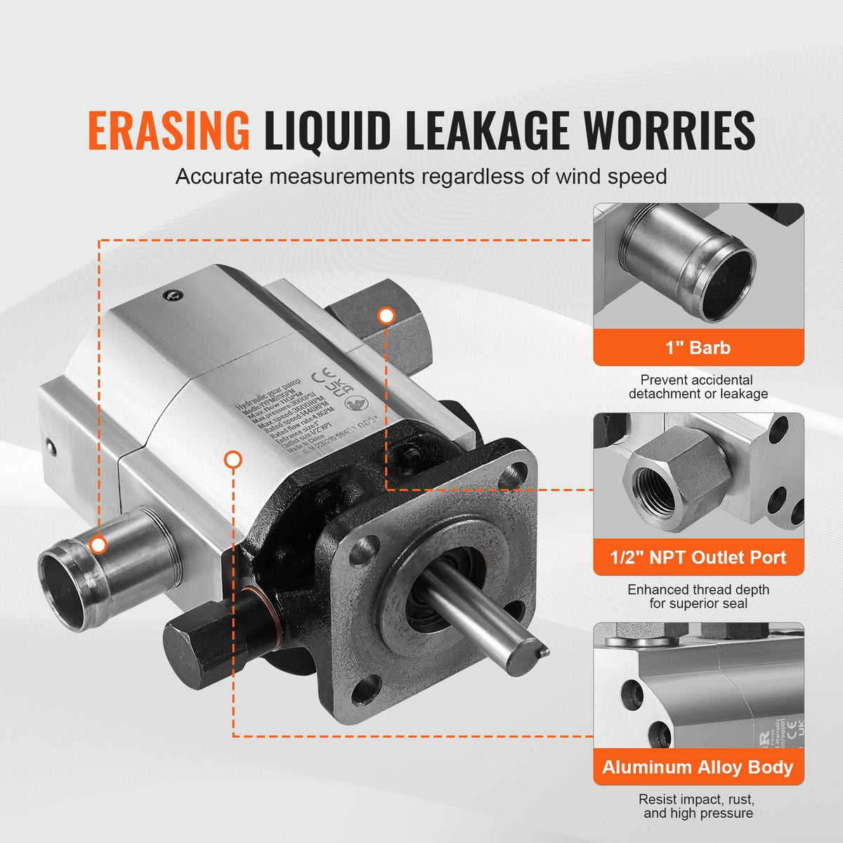 Hydraulic Log Splitter Pump, 11GPM, 2 Stage 3000PSI Wood Log Splitter Pump, 1'' Inlet 1/2'' NPT Outlet 3600 RPM Aluminum Hydraulic Gear Pump, for Small Engine Mounting Log Splitters Snowplow