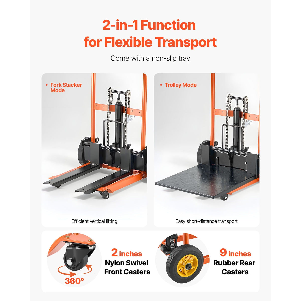 Hydraulic Material Lift Winch Stacker, 450 lbs Load Capacity, Pallet Truck Dolly with Fork Lift Table, 35.8 Inches Max Lifting Height, Foldable & Portable Pallet Jack Table Cart, Yellow & Black