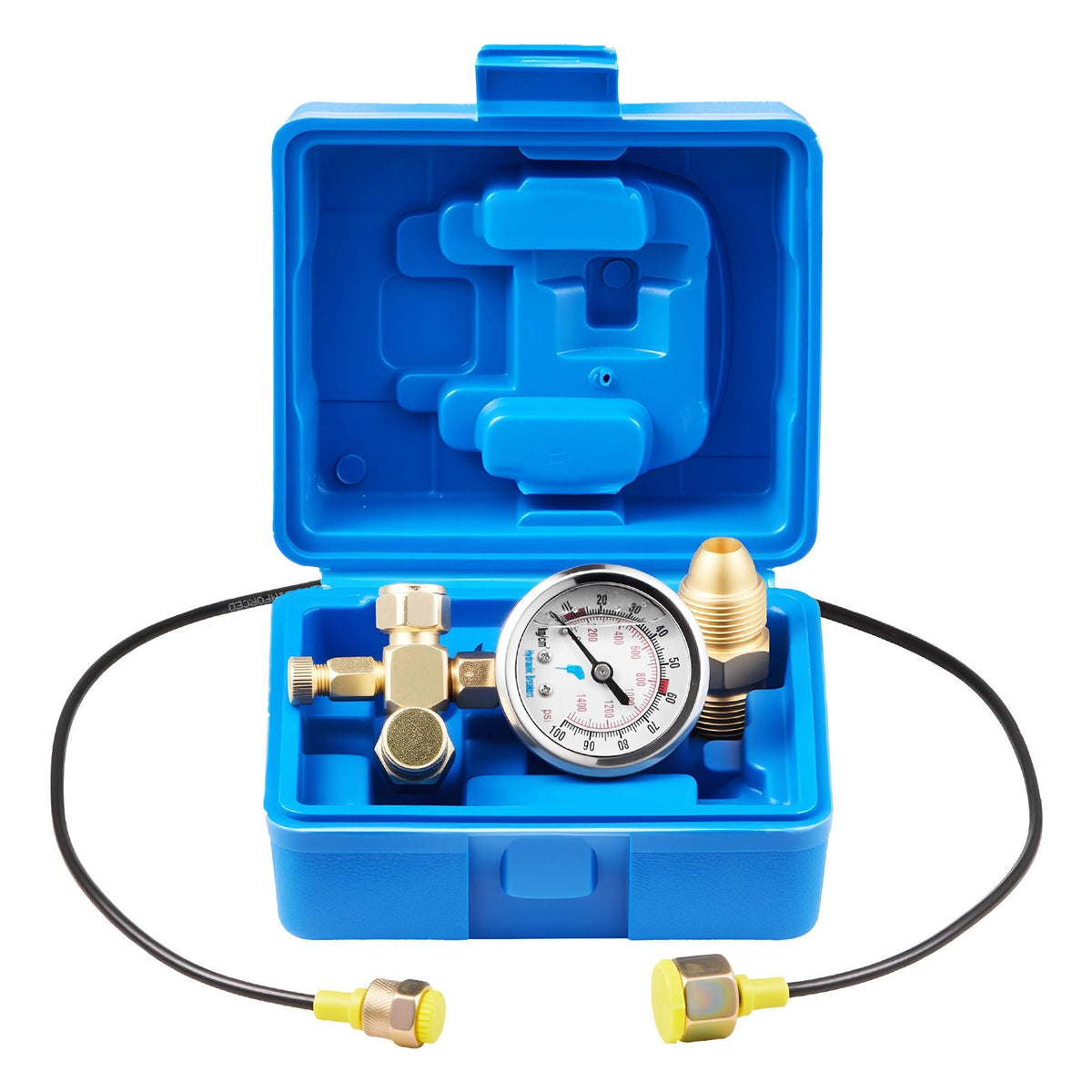 Hydraulic Nitrogen Accumulator Charging Kit, 0-1420 PSI Nitrogen Fill Kit, Pressure Test System with 1 Pressure Gauge, 1 Gas Hose, 1 Valve Body and 1 CGA580 Adapter for Construction Machinery