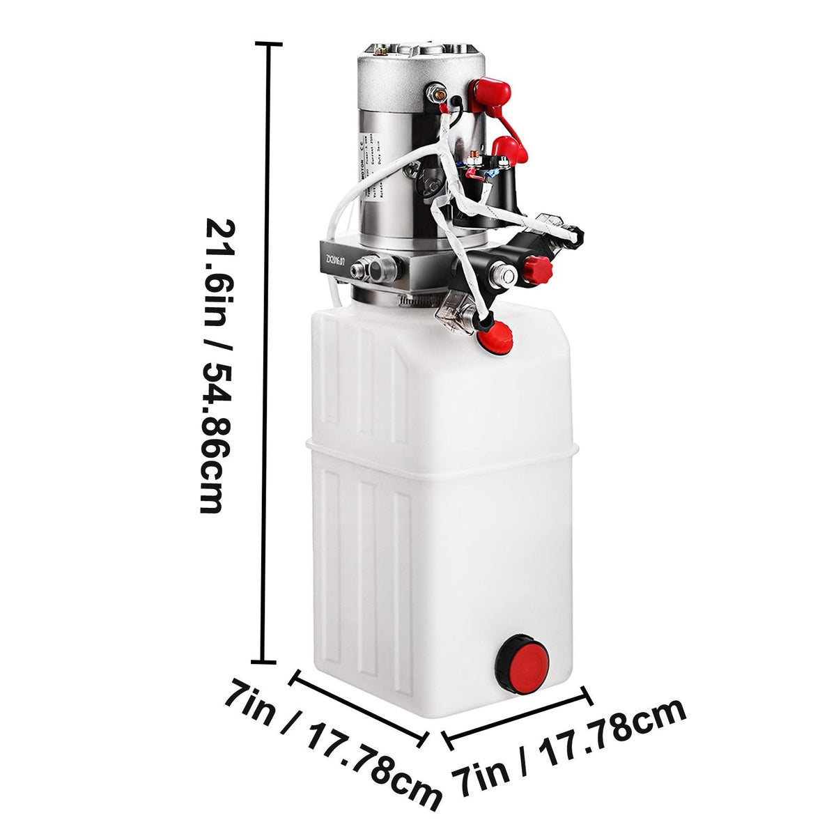Hydraulic Power Unit 6 Quart Hydraulic Pump Double Acting DC12V Hydraulic Power Pack for Dump Truck Dump Trailer SAE6 Port with Plastic Reservoir