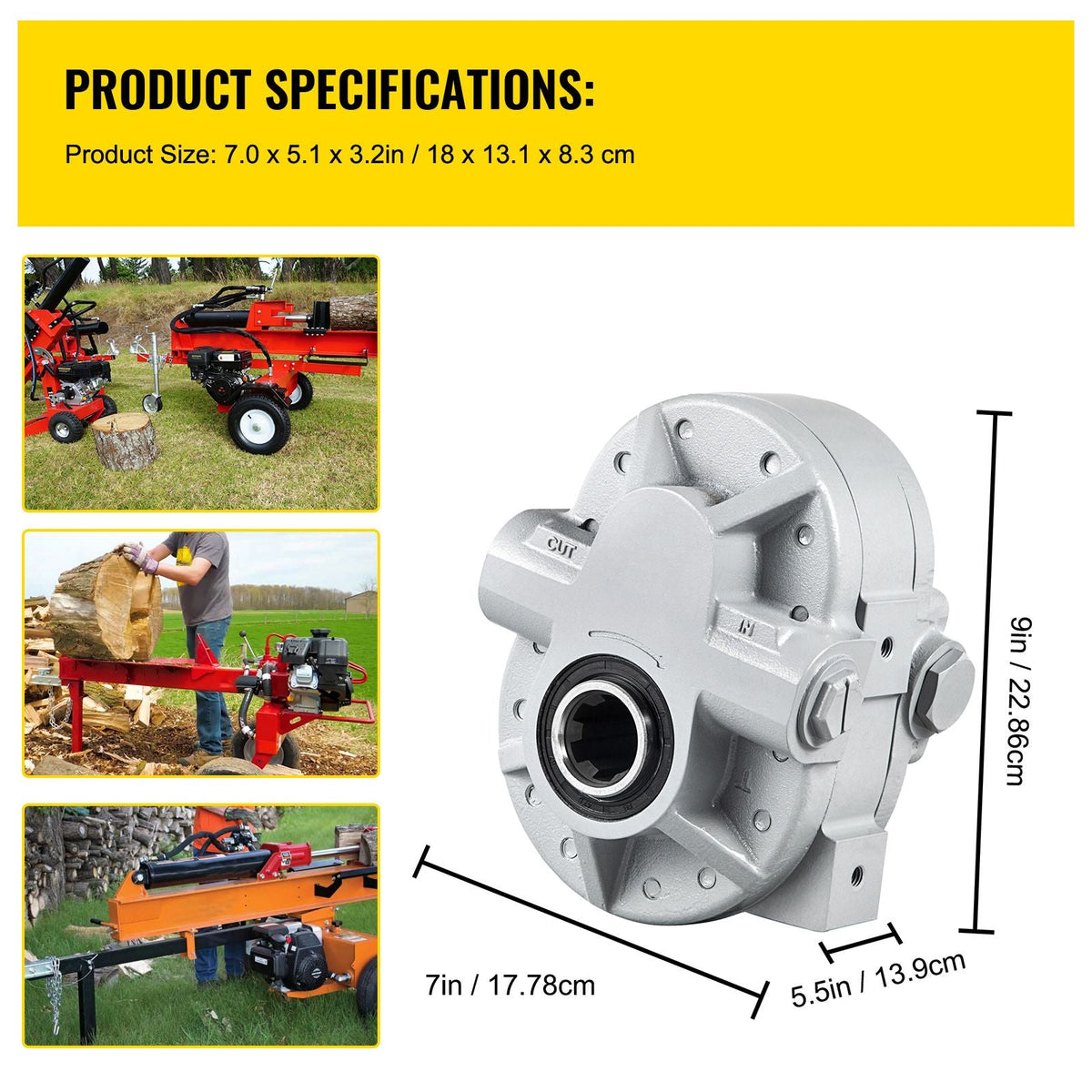 Hydraulic Pump 16.6GPM Hydraulic Motor 540RPM Log Splitter 2500PSI Hydraulic Splitter SAE 12 Outlet Port Hydraulic Pump for Log Splitter for Truck Tailgate Lift,Scissor Lift, Dump Trailer
