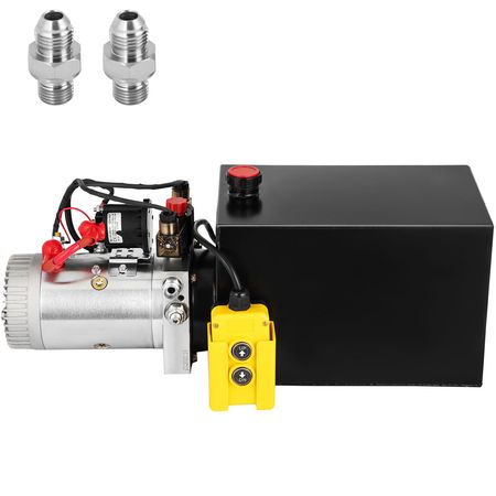 Hydraulic Pump Double Acting Hydraulic Power Unit 12V DC Dump Trailer Pump 3200PSI Hydraulic Power Unit for Dump Trailer Car Lifting (12 Quart, Steel/Double Acting)