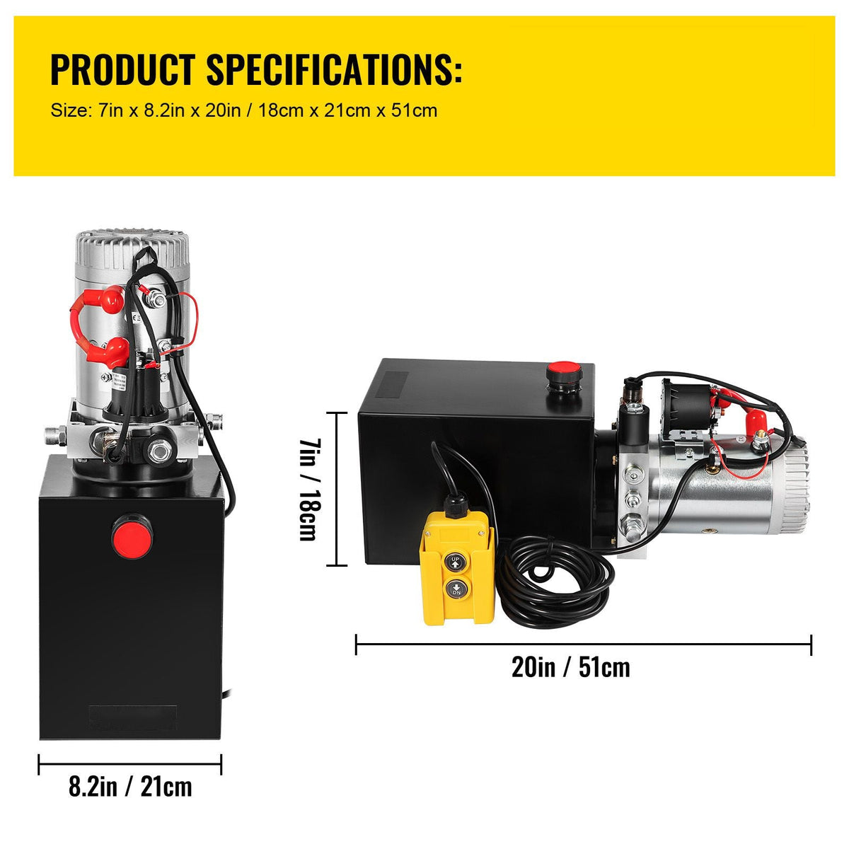 Hydraulic Pump Electric Hydraulic Pump 6 Quart Single Acting Metal Reservoir for Dump Trailer
