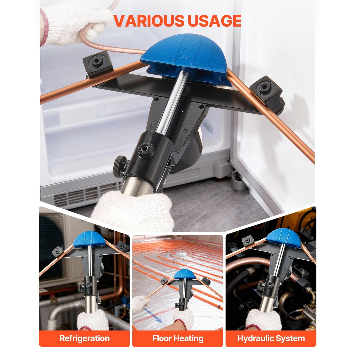 Hydraulic Tubing Bender Kit, 1/4 to 7/8 Inch, Copper Tube Pipe Bender, Forward/Reverse HVAC Bending Tool, with 7 Color Aluminium Alloy Dies, for HVAC Air Conditioning Refrigeration Auto Repair