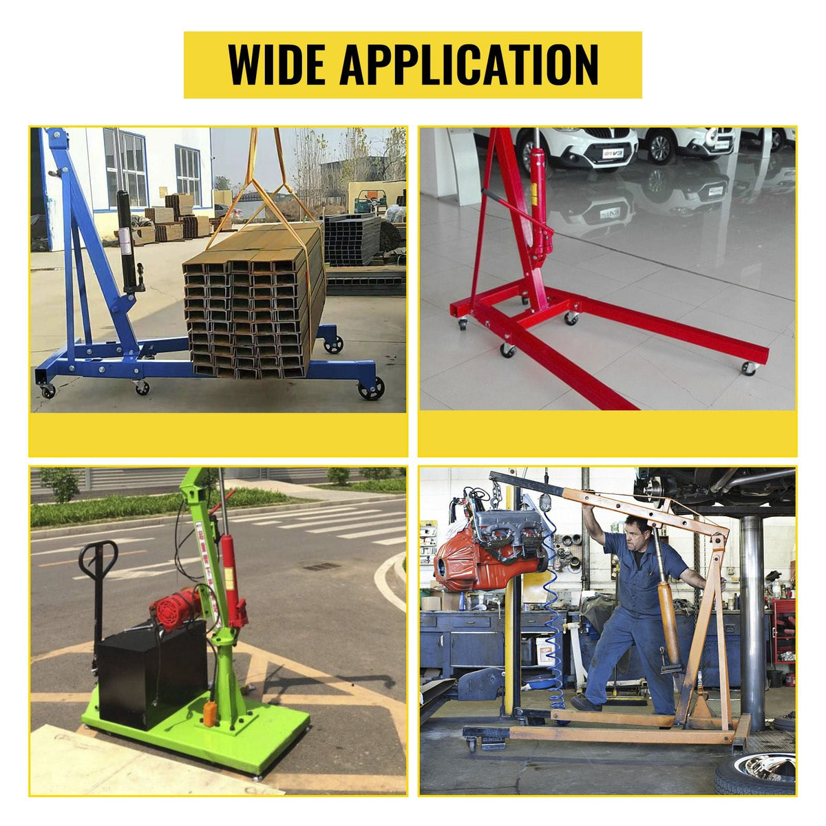 Hydraulic/Pneumatic Long Ram Jack, 8 Tons/17363 lbs Capacity, with Single Piston Pump and Clevis Base, Manual Cherry Picker with Handle, for Garage/Shop Cranes, Engine Lift Hoist, Red