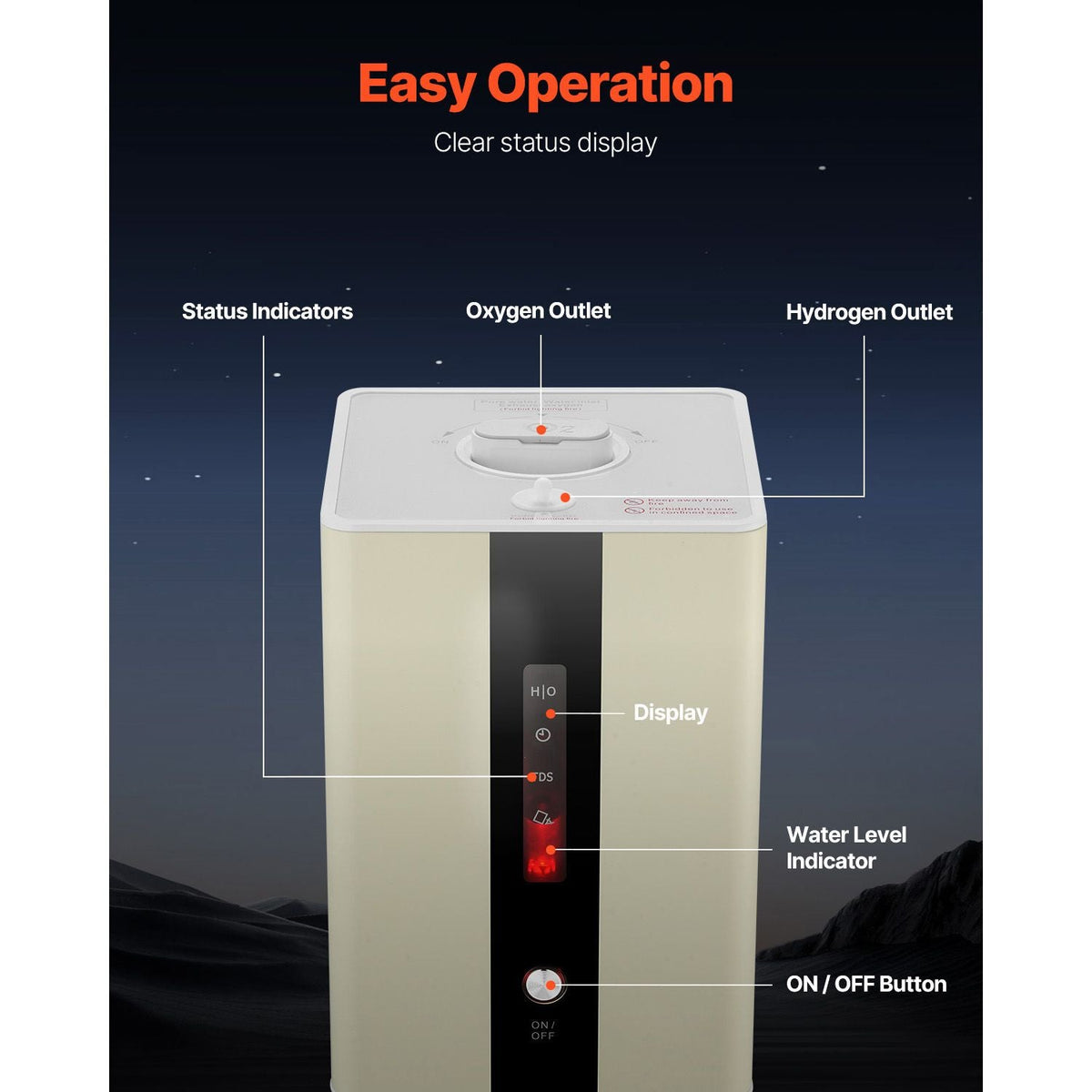 Hydrogen Inhalation Machine, 99.99% High Purity Hydrogen Inhaler, HO-Separated 225ml/min (150 H+75 O) Dual Port Hydrogen Oxygen Inhaler, Hydrogen-Rich Water Generator for Home Travel