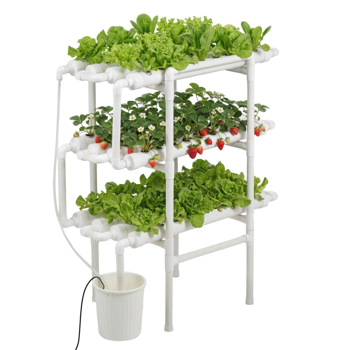 Hydroponics Growing System Kit, 3-Tier 108 Sites UPVC Pipe Hydroponic Grow Kit with Timed Irrigation, Sun & Light Blocking Pipes, Indoor Home Garden Vegetable Planting Grow Kits for Fruit Herb