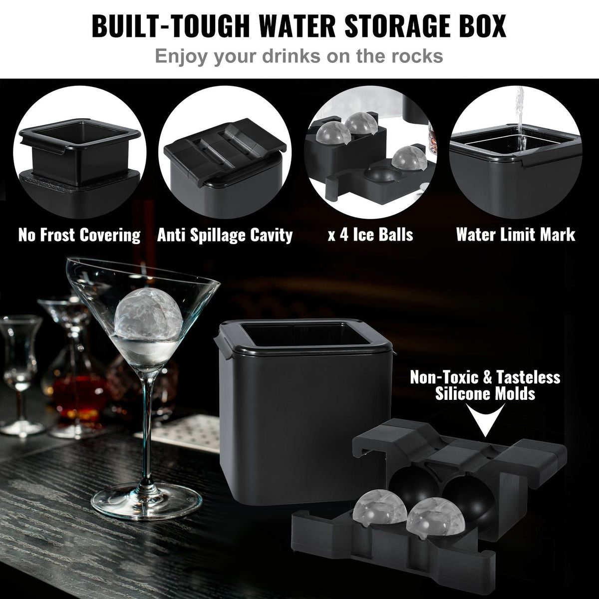 Ice Ball Maker, Crystal Clear Ice Ball Maker 2.36inch Ice Sphere with Storage Bag and Ice Clamp, Round Clear Ice Cube 4-Cavity Ice Press Maker Whiskey Scotch Cocktail Brandy Bourbon