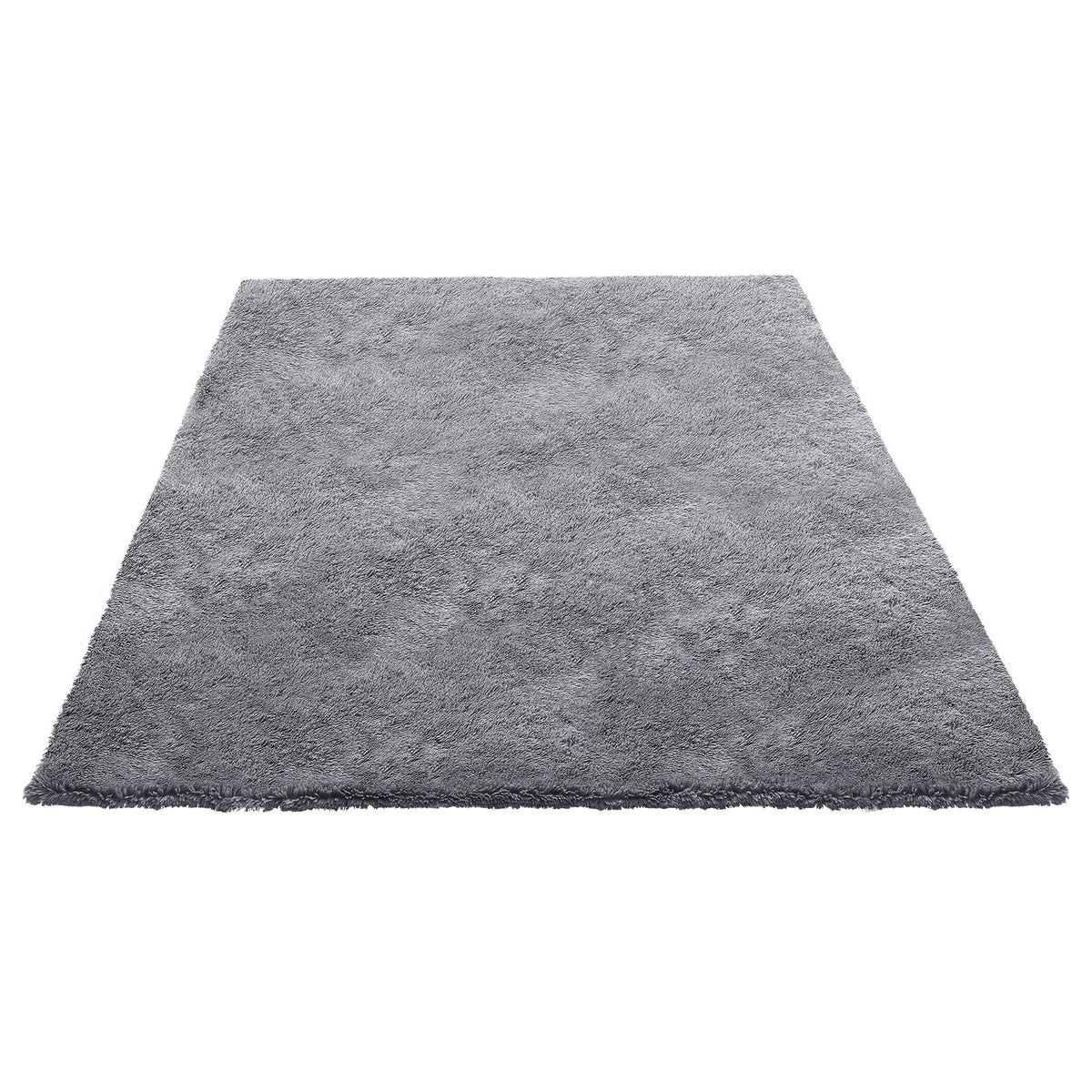 Indoor Plush Area Rugs, 8 x 10 ft Soft Plush Carpet, Furry Shag Area Rugs for Living Room, Bedroom, Sunroom, Modern Home Decor Aesthetic, Non-Shedding, Non-Woven, Slip-Resistant, Smoke Gray