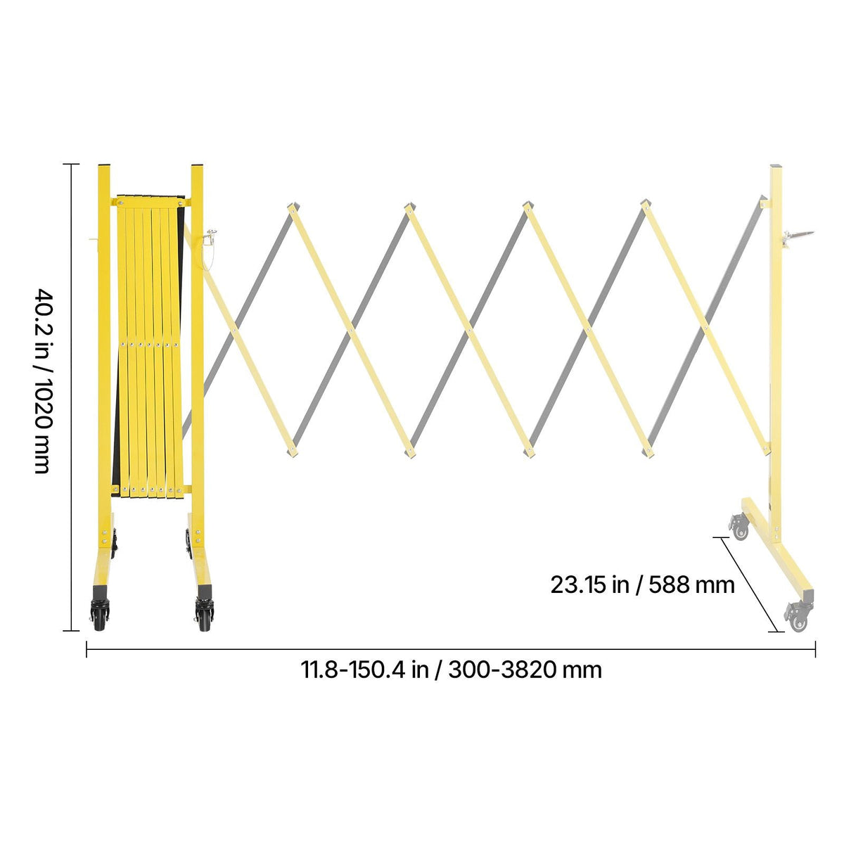 Industrial Expandable Barricade, 12FT Expandable Safety Barrier, Flaxible Mobile Barricade with Locking Casters, Portable Folding Security Gate Traffic Fence for Driveway Warehouse Elevator
