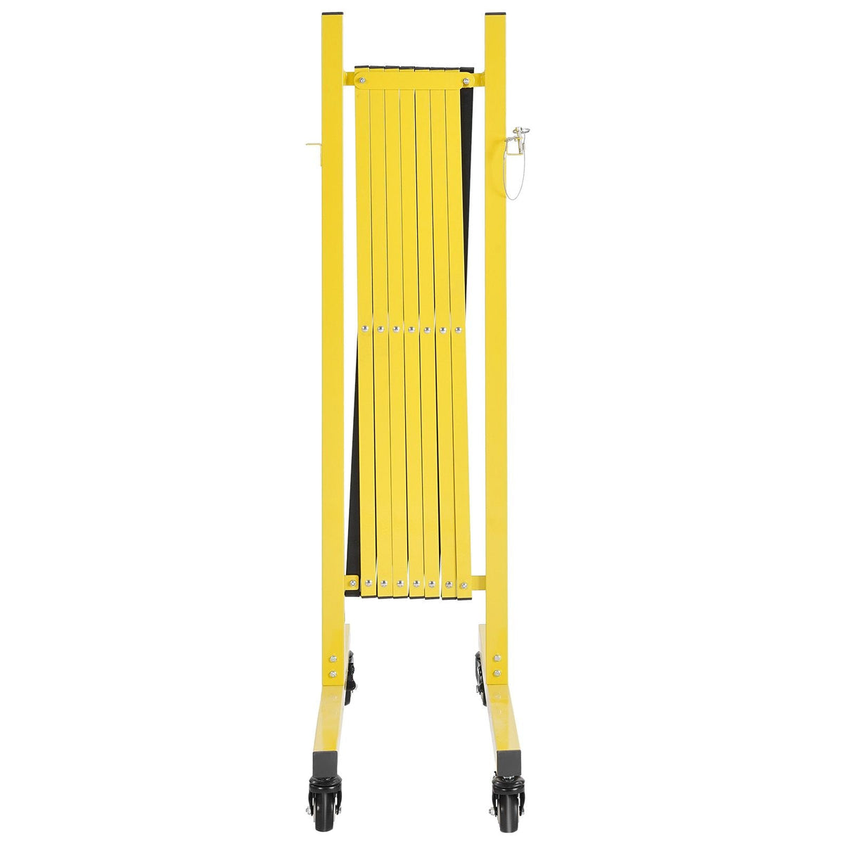 Industrial Expandable Barricade, 12FT Expandable Safety Barrier, Flaxible Mobile Barricade with Locking Casters, Portable Folding Security Gate Traffic Fence for Driveway Warehouse Elevator