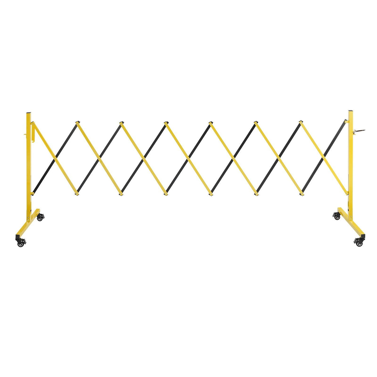 Industrial Expandable Barricade, 12FT Expandable Safety Barrier, Flaxible Mobile Barricade with Locking Casters, Portable Folding Security Gate Traffic Fence for Driveway Warehouse Elevator