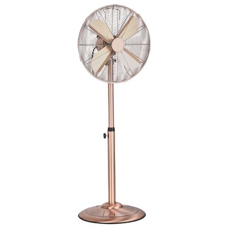 Industrial Pedestal Fan, 16 Inch 75-Degree Oscillating Fan, Height Adjustable Standing Fans with 3 Adjustable Speeds, High Power Floor Fans for Bedroom, Living Room, Home, Office, Copper