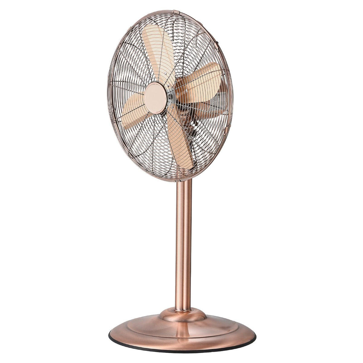 Industrial Pedestal Fan, 16 Inch 75-Degree Oscillating Fan, Height Adjustable Standing Fans with 3 Adjustable Speeds, High Power Floor Fans for Bedroom, Living Room, Home, Office, Copper