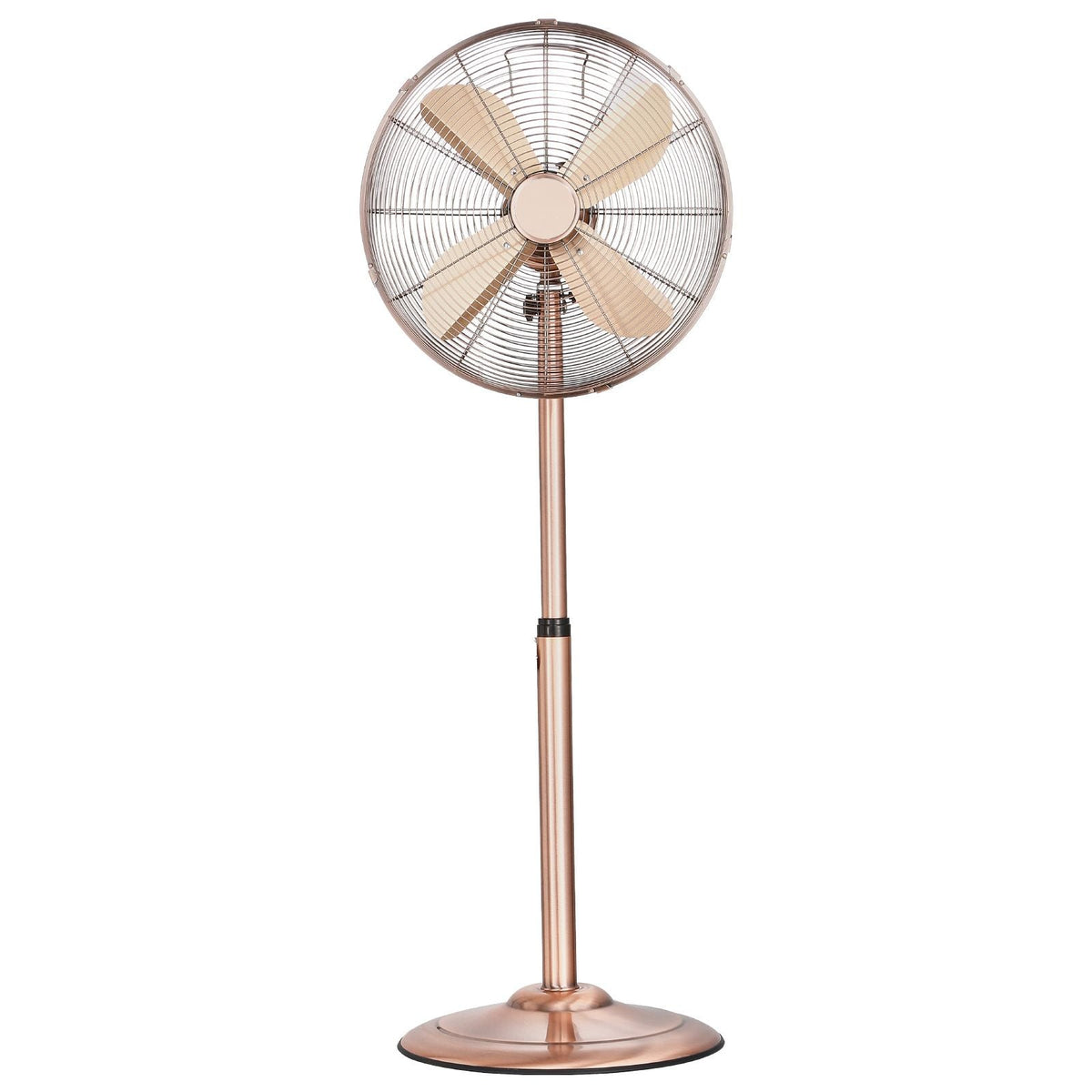 Industrial Pedestal Fan, 16 Inch 75-Degree Oscillating Fan, Height Adjustable Standing Fans with 3 Adjustable Speeds, High Power Floor Fans for Bedroom, Living Room, Home, Office, Copper