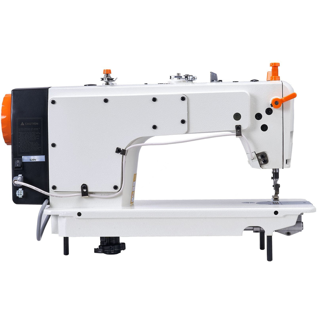 Industrial Sewing Machine, Upgraded 550W Servo Motor with Table Stand, 5000s.p.m Heavy Duty Lockstitch Sewing Machine, High Speed, Clear Control Panel and Electro-mechanization Start-stop