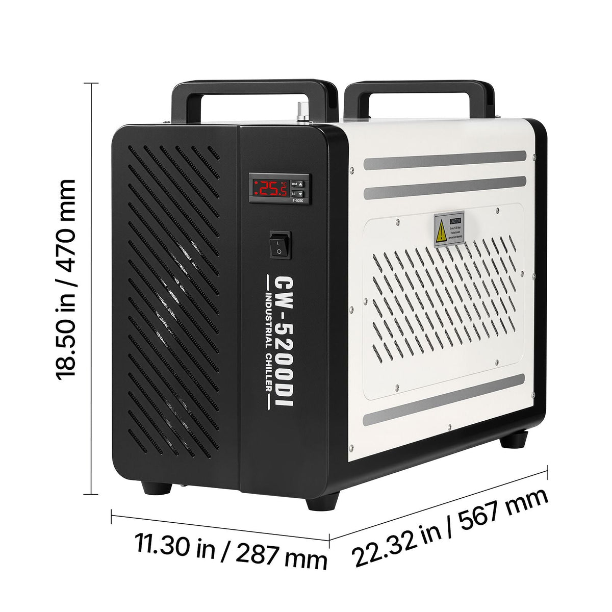 Industrial Water Chiller, 5460 BTU/h, Industrial Water Cooler Cooling System with Compressor, 4.2 GPM Max Flow, 1.8 Gal Tank Capacity, Laser Chiller, for CO2 Laser Engraving & Cutting Machine