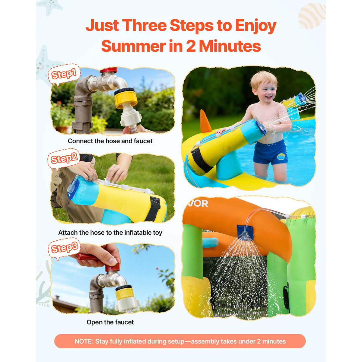 Inflatable Bounce House, 12.5 x 13.1 x 6.5 ft Inflatable Bounce House Water Slide, Bouncer Castle with Castle Bounces, Basketball Hoop, Splash Pool & Water Ring Toss, for 3 to 4 Kids Ages 3 to 8