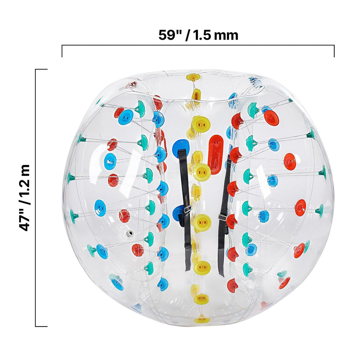 Inflatable Bumper Balls 1-Pack, 5FT/1.5M Body Sumo Zorb Ball, 0.8mm Thick PVC Human Hamster Bubble Knocker for Outdoor Sports Team Gaming Play, Bopper Toy for Garden Yard Park, Multicolor