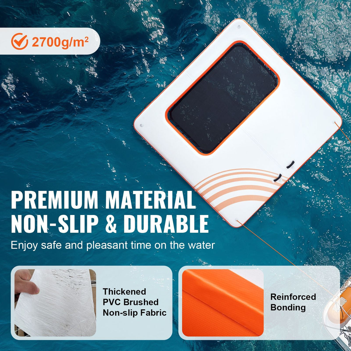Inflatable Floating Dock, 10x10FT Inflatable Dock Platform with 4*7FT Trampoline Mesh Pool, Non-Slip Floating Platform Water Mat with Portable Bag & Detachable Ladder for Pool Beach Relaxation