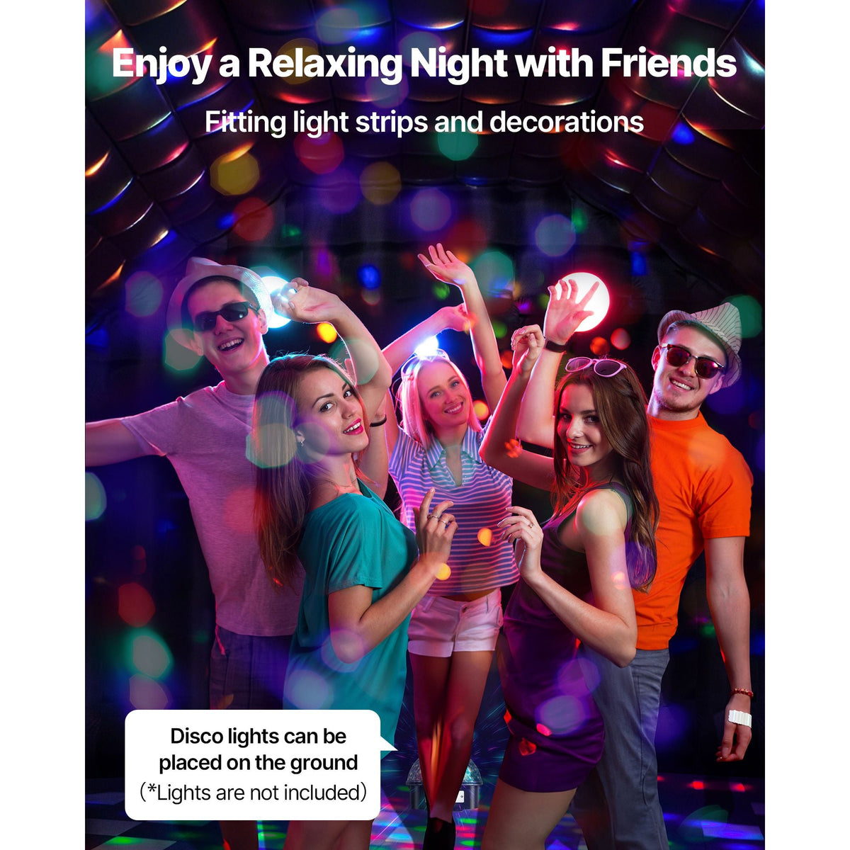 Inflatable Nightclub, 17.72 x 16.4 x 13.9 ft Inflatable Party Tent with 680W Blower & Sandbag, Ventilated Blow up Night Club with 2 Windows, Air Cube House for Event Birthday Wedding Party