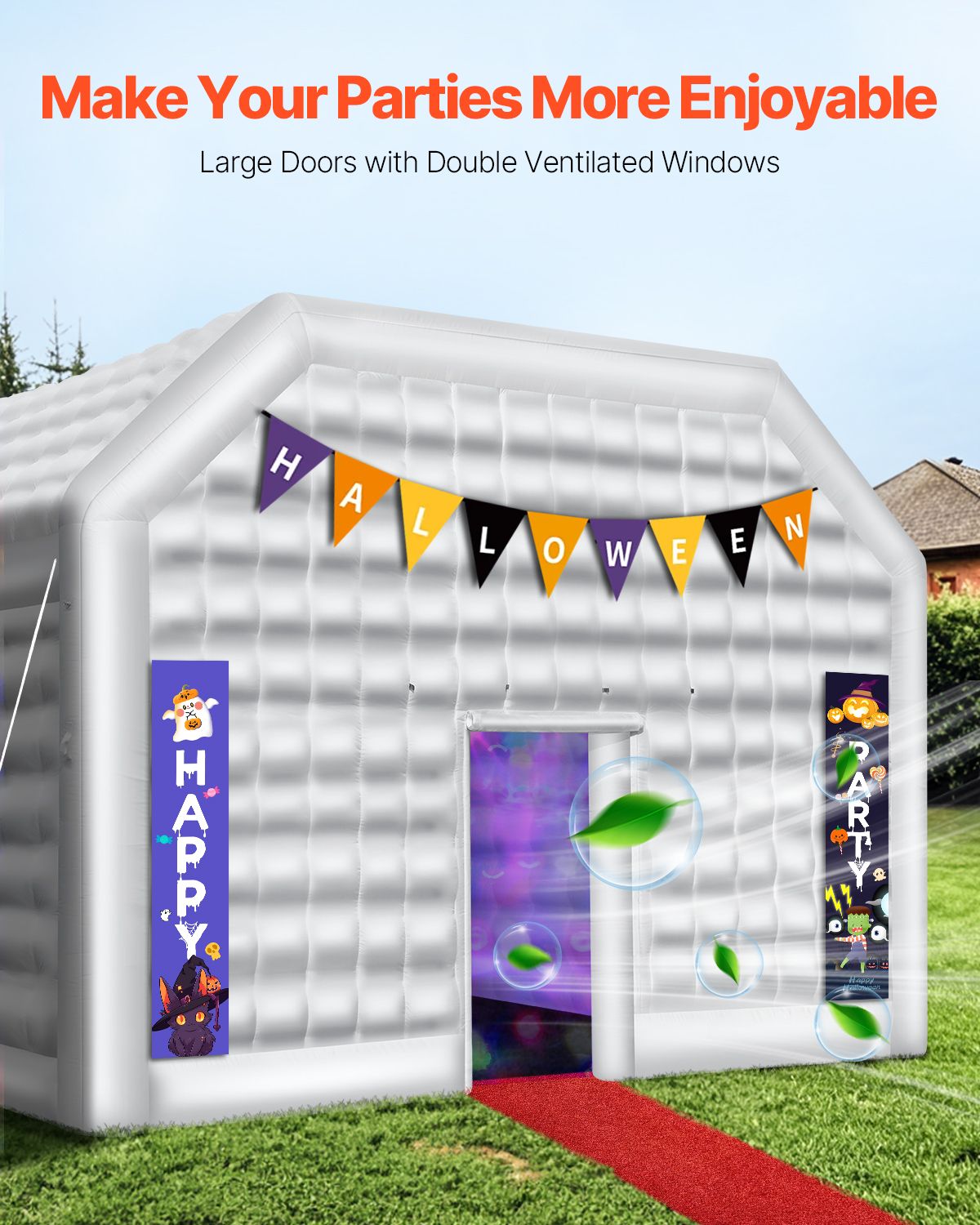 Inflatable Nightclub, 26.2 x 19.7 x 13.1 Ft, Blow up Party Tent with 1100W Blower, Large Inflatable Night Club Tent for Adults, Easy Setup Inflatable House Air Cube for Wedding Birthday White