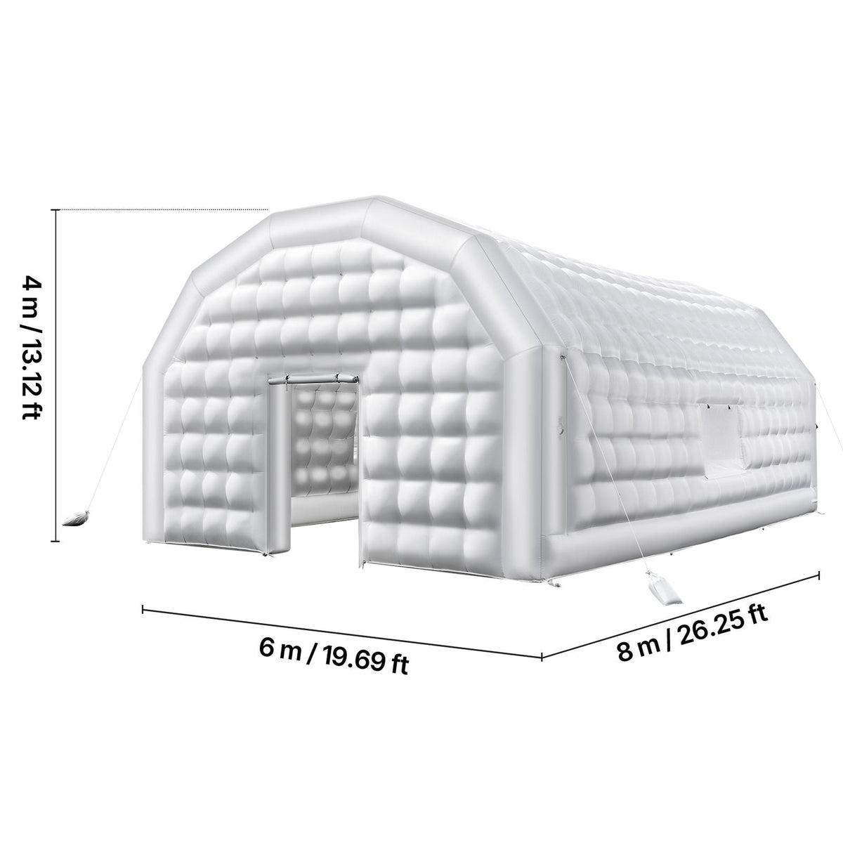 Inflatable Nightclub, 26.2 x 19.7 x 13.1 ft Inflatable Party Tent with 1100W Blower & Sandbag, Blow up Night Club with 2 Windows, Air Cube House for Event Birthday Wedding Party, White